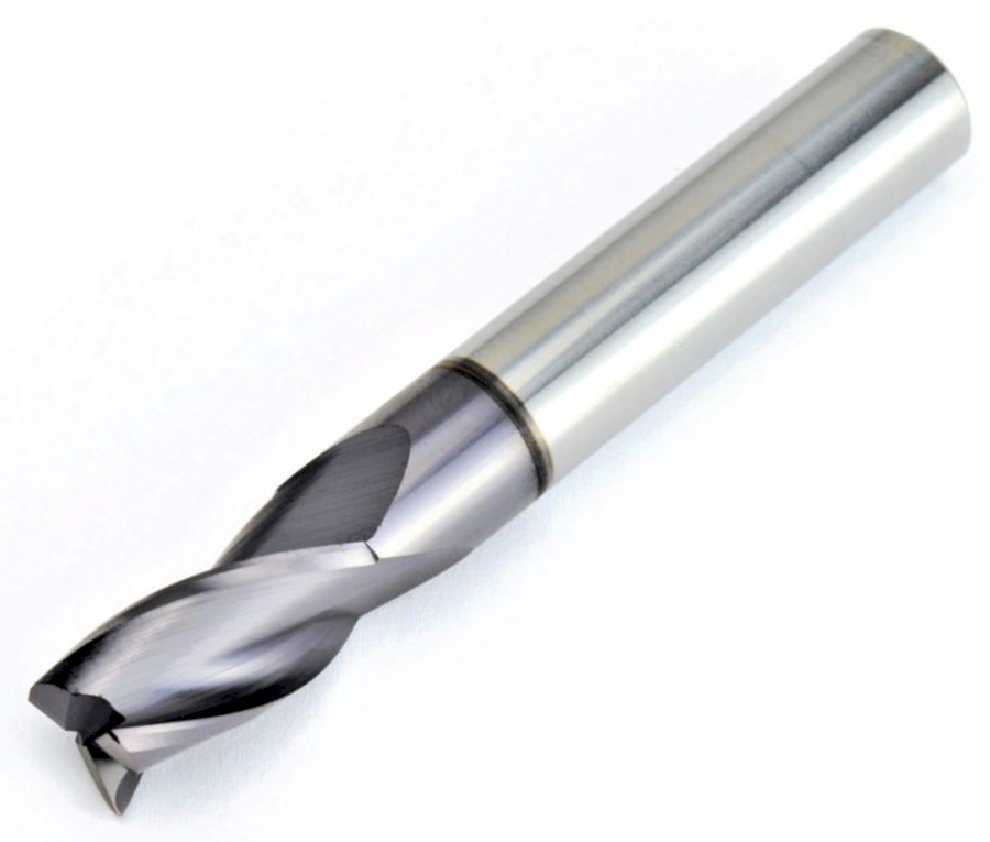 Karbidová monolitní fréza 16 mm. Univerzální . 3 břitá, drážka 30°, dlouhá, zub přes střed  , rohová fazetka, stopka h6, DIN6527, AlTiN,  UNI3